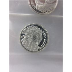 4 x .999 Fine Silver "Red Cloud" Native Art Rounds