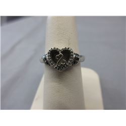.925 Silver & Diamond "Open Hearts" ring