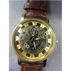New Brown Skeleton watch with leather strap