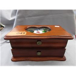 Wood Musical Jewelry Box and contents