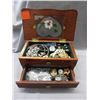 Image 2 : Wood Musical Jewelry Box and contents