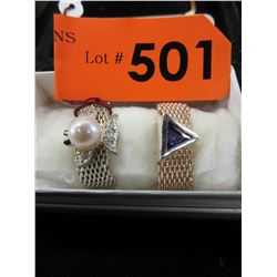 2 Silver mesh rings - size 7