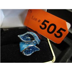 Enameled Sterling Silver & Crystal "Si Gal" ring