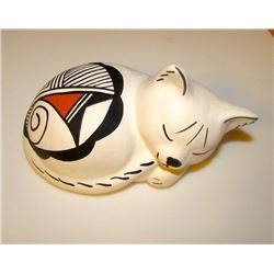 Native American ACOMA Pueblo CAT POTTERY FIGURINE