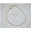 Image 1 : Pearl 10K Gold Filigree Clasp Necklace Earrings Set