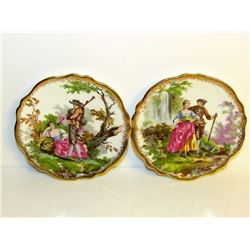 Two Limoges Watteau Hand Painted Plates