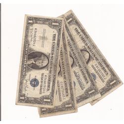 FOUR 1935 $1 SILVER CERTIFICATES