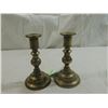Image 1 : PAIR ANTIQUE BRASS CANDLESTICKS