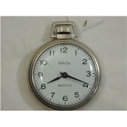 VINTAGE ANTIQUE BULLS EYES WESTCLOX POCKET WATCH