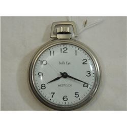 VINTAGE ANTIQUE BULLS EYES WESTCLOX POCKET WATCH