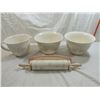 Image 1 : LOT 4 PFALTZGRAFF TEA ROSE MIXING BOWLS & ROLLINGN