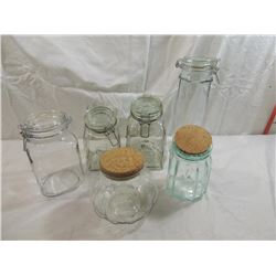 LOT 6 ASSORTED GLASS CANISTERS