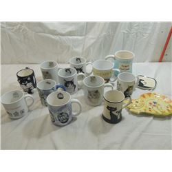 LOT 13 ASSORTED CAT COFFEE MUGS