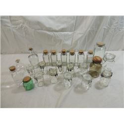 LOT 23 SMALL ASSORTED GLASS CANISTERS & JARS