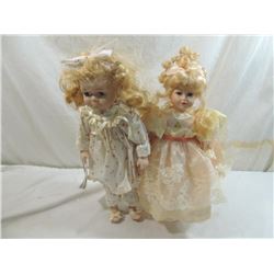 LOT 2 BLONDE HAIRED PORCELAIN DOLLS