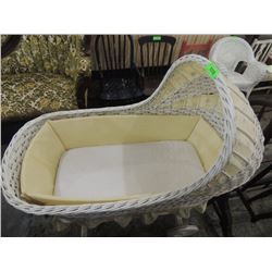 VINTAGE ANTIQUE WICKER BABY CRADLE