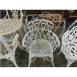 VINTAGE CAST IRON WHITE PATIO CHAIR