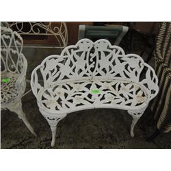 VINTAGE CAST IRON WHITE BENCH