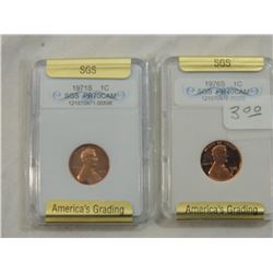 LOT 2 1971 & 1976 GRADED PENNIES