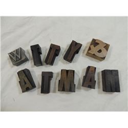 LOT 10 ANTIQUE PRINTING PRESS LETTERS