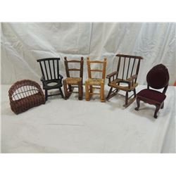 LOT 6 VINTAGE DOLL CHAIRS