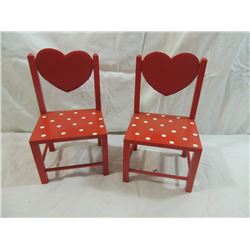 LOT 2 HEART WOODEN DOLL CHAIRS