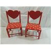 Image 1 : LOT 2 HEART WOODEN DOLL CHAIRS