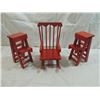 Image 1 : LOT 3 RED WOODEN DOLL FURNITURE