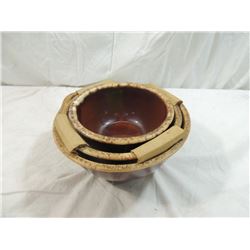 LOT 3 OVEN PROOF CERAMIC BROWN DIP BOWLS