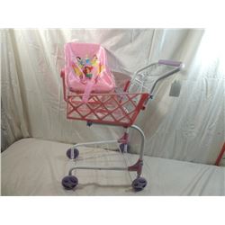 LOT 2 CHILDRENS DOLL SHOPPING CART & CARRIER