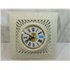 Image 1 : VINTAGE ARABESQUE BURNWOOD FAUX WICKER WALL CLOCK