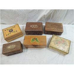 LOT 6 ASSORTED CARVED KEEPSAKE BOXES