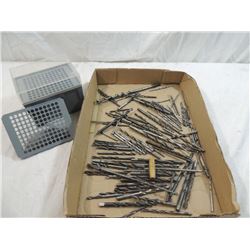 BOX LOT ASSORTED DRILL BITS & STORAGE CASE