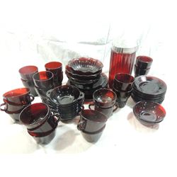 LOT 53 VINTAGE RUBY GLASSWARE DISHES