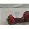 Image 2 : PAIR VINTAGE STRAWBERRY  MILK GLASS JAM JARS