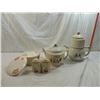 Image 1 : LOT 5 MISC VINTAGE CERAMIC BOWLS, TEA POTS, SALT