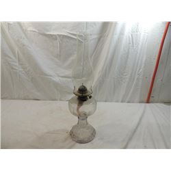 ANTIQUE GLASS HURRICANE OIL LAMP