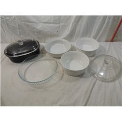 LOT 5 PYREX. CORNING WARE, CASSEROLE DISHES