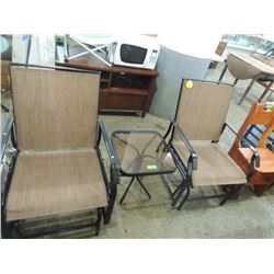 3PC GLIDER SET CHAIRS & SIDE TABLE