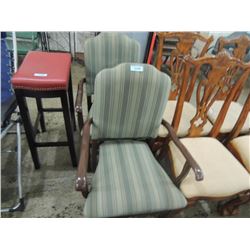 LOT 2 STRIPED UPHOLSTERED ARM CHAIRS