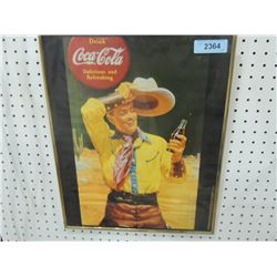 VINTAGE COCA COLA COWBOY ADVERTISEMENT POSTER