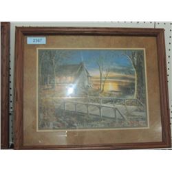 JIM HANSEL CABIN NATURE PAINTING PRINT FRAMED