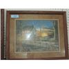 Image 1 : JIM HANSEL CABIN NATURE PAINTING PRINT FRAMED