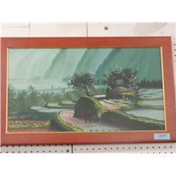 VINTAGE ASIAN INSPIRED PAINTING FRAMED