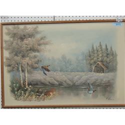 VINTAGE SIGNED NATURE SCENE PAINTING FRAMED