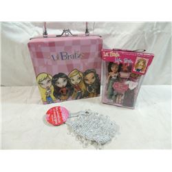 LOT 3 LIL BRATZ DOLLS, CASE, PURSE