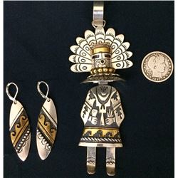 Tommy Singer Sterling Pendant and Earrings