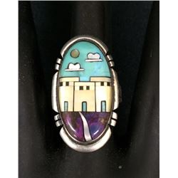 Sterling Inlay Ring Zuni or Navajo