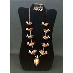 Vintage Native American Duck Fetish Necklace Set