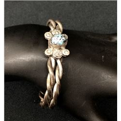 Heavy Twisted Wire Cuff with Nice Turquoise